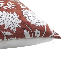 Coussin imprimé fleuris Treast GoodHome L.45 x l.45 cm terracotta