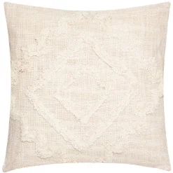 Coussin Inca - coton tufté - ivoire - 40x40 cm - Atmosphera