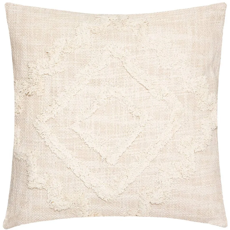 Coussin Inca - coton tufté - ivoire - 40x40 cm - Atmosphera