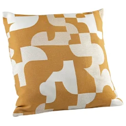 Coussin jacquard géométrique texturé rétro (45x45 cm - Jaune moutarde)