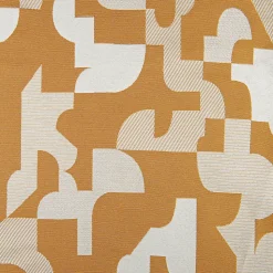 Coussin jacquard géométrique texturé rétro (45x45 cm - Jaune moutarde)