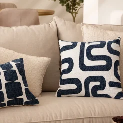 Coussin jacquard Safina bleu égéen 40x40cm - Atmosphera