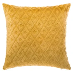 Coussin losanges - flanelle - jaune ocre - 40x40 cm - Atmosphera
