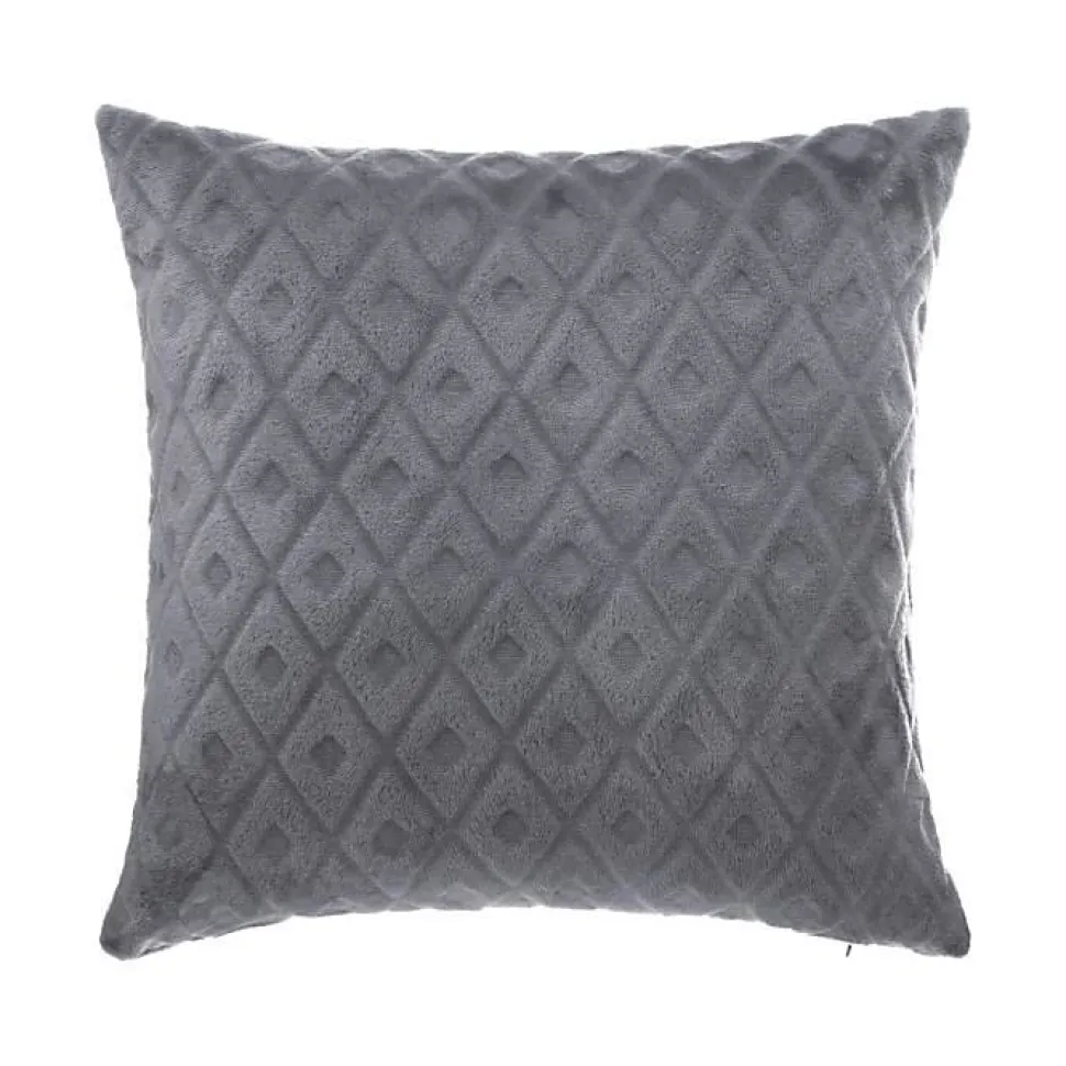 Coussin losanges - flanelle - gris foncé - 40x40 cm - Atmosphera