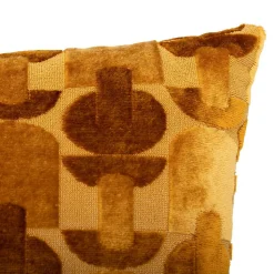 Coussin Luna jacquard velours ocre 30x50cm - Atmosphera