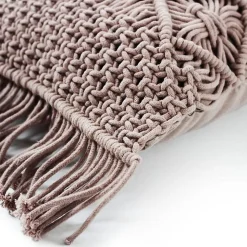 Coussin macramé en coton tressé violet clair 30x50