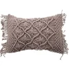 Coussin macramé en coton tressé violet clair 40x60