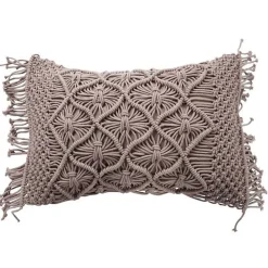 Coussin macramé en coton tressé violet clair 40x60