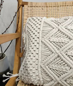 Coussin Macrame blanc Ornami L.60 x l.40 cm