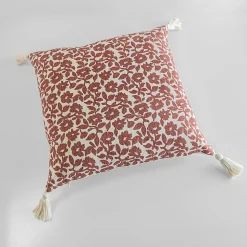 Coussin motif floral Rehati GoodHome rose et blanc l.45 x L.45 cm
