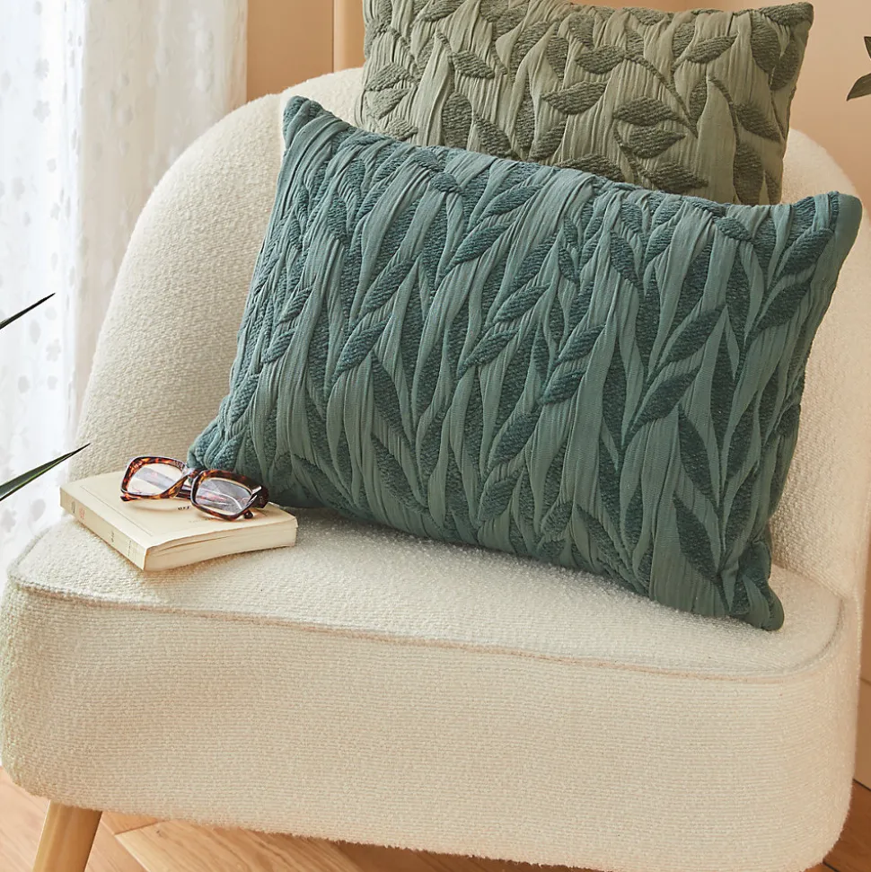 Coussin motif jacquard Lehto coton vert clair 50x50cm - Atmosphera