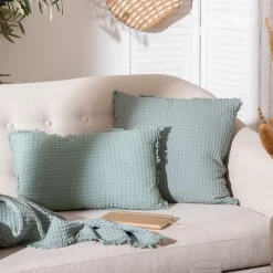 Coussin nid d'abeille Widdy 30x50cm vert céladon - Atmosphera