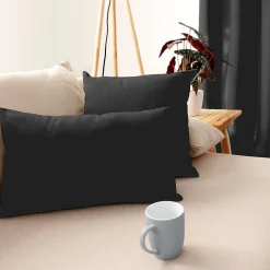 Coussin non déhoussable en coton uni (30x50 cm - Gris anthracite)