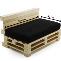 Coussin Palette Déhoussable Imperméable Assise BANANAIR 120 x 80 cm Noir