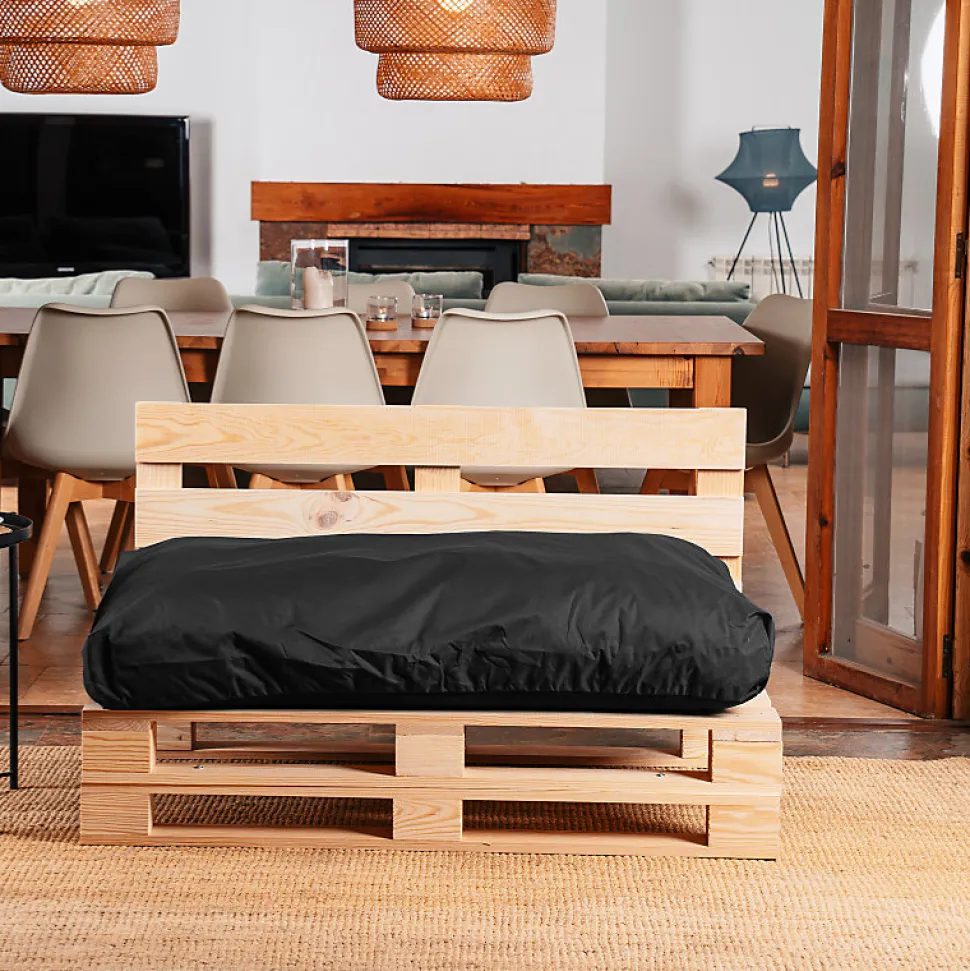 Coussin Palette Déhoussable Imperméable Assise BANANAIR 120 x 80 cm Noir