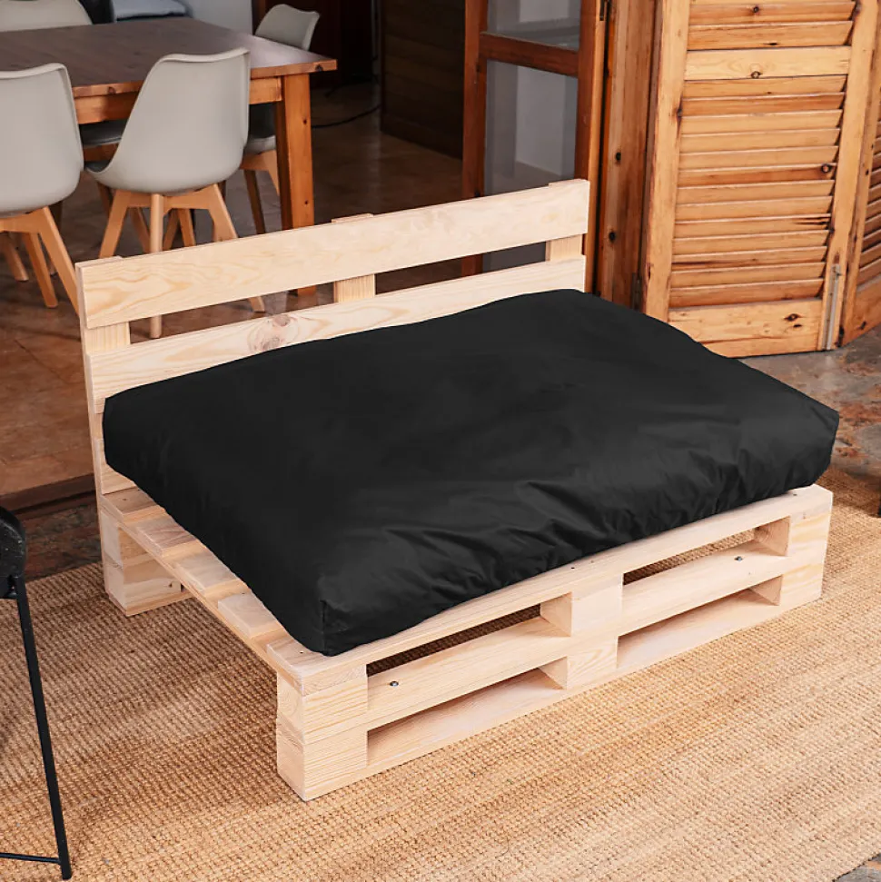 Coussin Palette Déhoussable Imperméable Assise BANANAIR 120 x 80 cm Noir