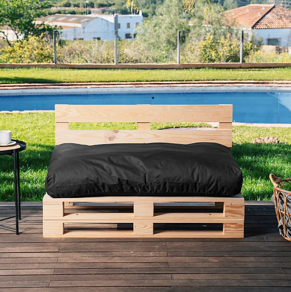 Coussin Palette Déhoussable Imperméable Assise BANANAIR 120 x 80 cm Noir
