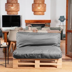 Coussin Palette Déhoussable Imperméable BANANAIR 120 x 60 cm Gris foncé