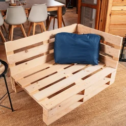 Coussin Palette Déhoussable Imperméable Angle BANANAIR 60 x 40 cm Bleu