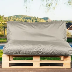 Coussin Palette Déhoussable Imperméable BANANAIR 120 x 60 cm Gris clair