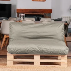 Coussin Palette Déhoussable Imperméable BANANAIR 120 x 60 cm Gris clair