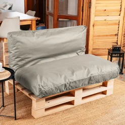 Coussin Palette Déhoussable Imperméable BANANAIR 120 x 60 cm Gris clair