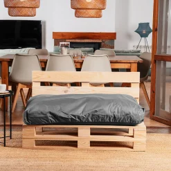 Coussin Palette Déhoussable Imperméable Assise BANANAIR 120 x 80 cm Gris foncé