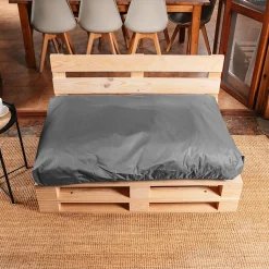 Coussin Palette Déhoussable Imperméable Assise BANANAIR 120 x 80 cm Gris foncé