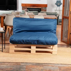 Coussin Palette Déhoussable Imperméable BANANAIR 120 x 60 cm Bleu