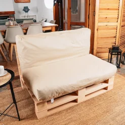 Coussin Palette Déhoussable Imperméable BANANAIR 120 x 60 cm Beige