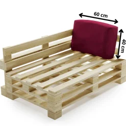 Coussin Palette Déhoussable Imperméable Angle BANANAIR 60 x 40 cm Rouge