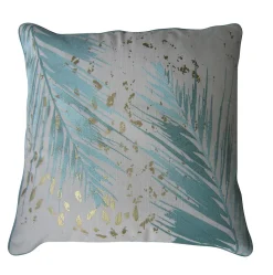 Coussin palme Reduna vert, blanc et doré l.45 x L.45 cm