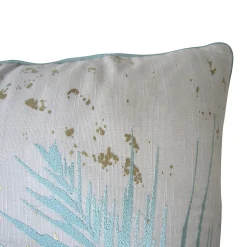 Coussin palme Reduna vert, blanc et doré l.45 x L.45 cm