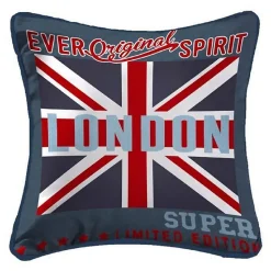 Coussin Passepoil polyester imprime Modele Londres 40 x 40 cm