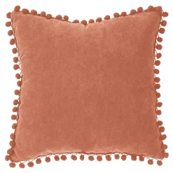 Coussin pompons - rose terracotta - 40x40 cm - Atmosphera