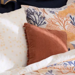 Coussin pompons - rose terracotta - 40x40 cm - Atmosphera