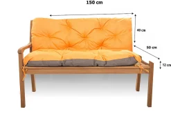 Coussin pour banc de jardin 150x50x40cm coussin de banc de jardin Orange coussin de balançoire coussin de banc extérieur