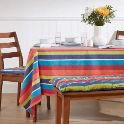 Coussin pour banc de jardin 3 places, rayures multicolores - HOMESCAPES