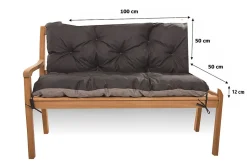 Coussin pour banc de jardin 100x50x50cm, coussin de banc de jardin Noir, coussin de balançoire extérieur, coussin de jardin