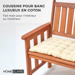 Coussin pour banc de jardin 2 places, crème - HOMESCAPES