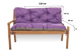 Coussin pour banc de jardin 120x60x50cm, coussin de banc de jardin Violet coussin de banc extérieur, coussin de balançoire