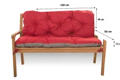 Coussin pour banc de jardin 100x50x40cm, coussin de banc de jardin Rouge, coussin de balançoire extérieur, coussin de jardin