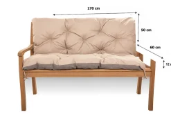 Coussin pour banc de jardin 170x60x50cm coussin de banc de jardin 3 places Beige coussin de balançoire coussin de banc extérieur