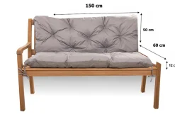 Coussin pour banc de jardin 150x60x50cm coussin de banc de jardin Gris coussin de balançoire coussin de banc extérieur