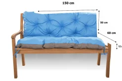 Coussin pour banc de jardin 150x60x50cm coussin de banc de jardin Bleu coussin de balançoire coussin de banc extérieur