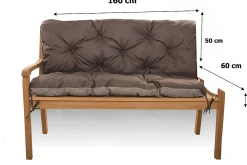 Coussin pour banc de jardin 160x60x50cm coussin de banc de jardin 3 places Marron coussin de balançoire coussin de banc extérieur