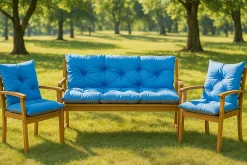 Coussin pour banc de jardin 160x60x50cm coussin de banc de jardin 3 places Bleu coussin de balançoire coussin de banc extérieur