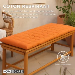 Coussin pour banc de jardin 3 places, terracotta - HOMESCAPES