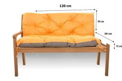 Coussin pour banc de jardin 120x50x40cm, coussin de banc de jardin Orange coussin de banc extérieur, coussin de balançoire