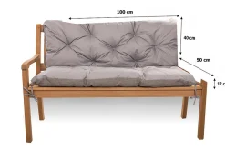 Coussin pour banc de jardin 100x50x40cm, coussin de banc de jardin Gris, coussin de balançoire extérieur, coussin de jardin